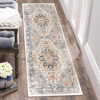 Enkor Runner Rug for Hallway, 2x6 Washable Soft Non Slip Floor Rugs for Kitchen, Modern Mat for Living Room Bedroom Entryway Orange & Black