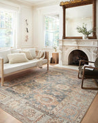 Loloi Margot Collection MAT-03 Ocean/Spice 3'-6" x 5'-6" Accent Rug feat. CloudPile, No-Shed Easy Clean Large Patterned Area Rug for Living Room, Bedroom, Dining Area