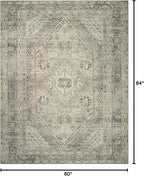 Loloi Magnolia Home by Joanna Gaines Sinclair Collection SIN-04 Natural/Sage 5'-0" x 7'-0", .25" Pile Height, Machine Washable, Area Rug