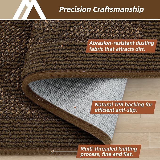 COSY HOMEER Non-Slip Door Mat 36"x60", Entryway Rugs Low Profile Absorbent Dirt Trapper Doormat for Front Entrance, Washable Polypropylene Entry Mat (Dark Brown)