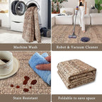 vivorug 5x7 Area Rugs - Ultra-Thin Washable Rug with Non-Slip Backing, Ideal for Living Room, Bedroom, Kitchen Floor Carpet - Vintage, Easy Clean, Durable, Sand/Antique