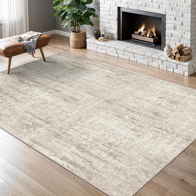 Valenrug Washable Rug 4x6 - Stain Resistant 4x6 Area Rugs for Living Room, Non Slip Backing Printed Rugs for Bedroom, Folable Machine Washable Area Rug(4'x6', Beige)