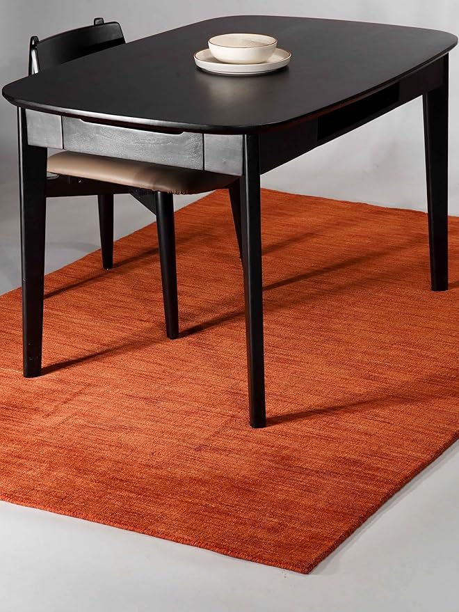 Hand Knotted Loom Wool ECO-Friendly Area Rugs - 10'x13', Rectangle, Light Red Color, Solid Plain Design, High Pile Thick Handmade Anti Skid Rugs for Living Room (L00111)