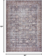 Bloom Rugs Washable 8' x 10' Rug - Brown/Dark Gray Traditional Area Rug for Living Room, Bedroom, Dining Room, and Kitchen - Exact Size: 8' x 10'