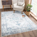 Bloom Rugs Washable Non-Slip 3' x 5' Rug - Teal/Beige Traditional Area Rug for Living Room, Bedroom, Dining Room, and Kitchen - Exact Size: 3' x 5'