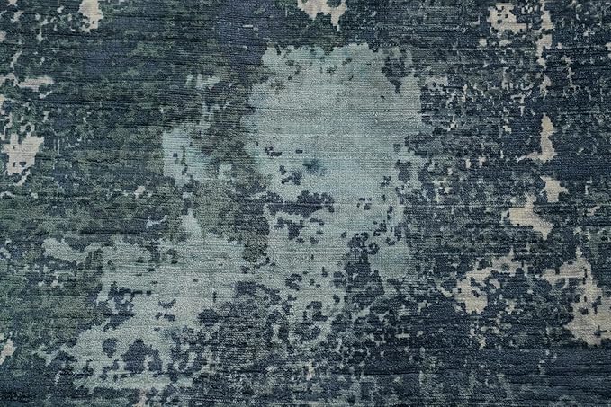 Rug Source Modern Collection, 5x8 Rug, Hand Knotted Navy Blue & Blues All-Over Rug, Oriental Viscose Silk Carpet for Foyer, Entryway and Hallway
