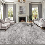LUMI 8x10 Washable Area Rug for Living Room, Ultra Soft Modern Neutral Grey Rugs Non Slip with Rubber Backing, Low Profile, High Traffic, Stain Resistant Carpets, Ideal for Bedroom, Dining Room