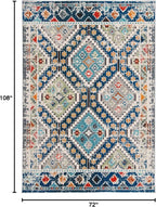 SAFAVIEH Madison Collection Area Rug - 6' x 9', Navy & Beige, Boho Diamond Distressed Design, Non-Shedding & Easy Care, Ideal for High Traffic Areas in Living Room, Bedroom (MAD418M)