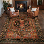 Ciicool 3x5 Area Rug, Washable Red Boho Rugs for Bedroom Non-Slip Indoor Rugs Large Low-Pile Mat Floor Carpet Vintage Rug for Kitchen Living Room Office Dinning Foyer Decor