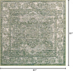 Unique Loom Isabella Collection Area Rug - Adjani (5' 1" Square, Green/ Ivory)