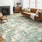 5x7 Area Rugs Living Room: Washable Large Abstract Soft Green Rug Stain Resistant Indoor Floor Non-Slip Accent Carpet for Men Modern Home Enthusiasts Aged 25-45 - Bedroom Office Playroom