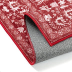 Christmas Area Rug 6x9 Red Washable Living Room Carpet Vintage Floral Holiday Decor Indoor Bedroom Accent Rug Decorative Non Slip Low Pile Xmas Carpet for Dining Room Office Playroom