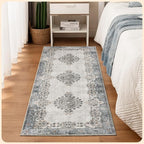 Istana Hallway Runner Rug 2x6 - Blue Kitchen Rugs Non Slip Washable -Silk's Soft Touch Carpet Runner - Stylish Rug for Home