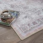 Fame Rugs Turkish Rug. Washable Vintage Oriental Antique Inspired Traditional Doormat Small Modern Area Rugs Luxury Entryway Entry Bedroom Bathroom Kitchen (392TW, 2'5 x 13'1)