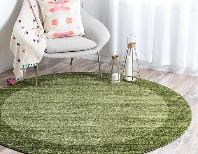 Rugs.com Angelica Collection Rug – 4 Ft Round Light Green Medium Rug Perfect for Kitchens, Dining Rooms
