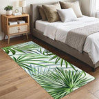 Hall Runner Rug 2x10 ft Non-Slip - Tropical Palm Leaves Design in Emerald Green - Easy Clean Washable Carpet for Hallway, Entryway, Bedroom - Durable Floor Decor
