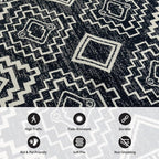 Rugshop Southwestern Black and White Tribal Area Rug – Geometric Diamond Pattern Carpet for Living Room, Bedroom, or Entryway – Boho Rustic Soft Floor Decor 5' x 7' Black