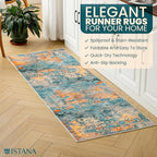 Istana Hallway Runner Rug 2x6 - Multi/Blue Kitchen Rugs Non Slip Washable -Silk's Soft Touch Carpet Runner - Stylish Rug Runner for Home