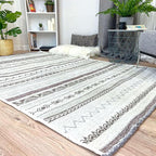 Alfa Rich 4x6 Gray Off White Washable Area Rugs for Living Room Bedroom Kitchen Decor Cotton Rug