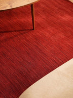 Hand Knotted Loom Wool ECO-Friendly Area Rugs - 8'x8', Square, Red Color, Solid Plain Design, High Pile Thick Handmade Anti Skid Area Rugs for Living Room, Bed Room (L00111)