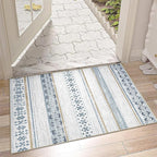 BESTSWEETIE 2x3 Area Rugs for Living Room Washable Moroccan Farmhouse Neutral Geometric Low Pile Non-Slip Soft Print Pattern Rug for Bedroom Kitchen Dining Room Entryway Blue/Brown