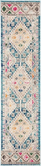 SAFAVIEH Madison Collection Runner Rug - 2' x 8', Dark Blue & Yellow, Boho Diamond Distressed Design, Non-Shedding & Easy Care, Ideal for High Traffic Areas in Living Room, Bedroom (MAD418N)