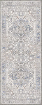 GENIMO 2'6"x6 Runner Rugs for Hallway, Machine Washable Non Slip Vintage Retro Rugs, Low Pile Lightweight Thin Print Rug for enrtyway, Corridor, Home Office, Kitchen, Khaki Blue