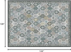 Phantoscope Washable Area Rug 9'x12' Non-Slip, Vintage Boho Rugs for Living Room, Bedroom, Dining Room, Distressed Moroccan Mosaic Diamond Pattern, Low-Pile Foldable Floor Carpet, Grey Charcoal