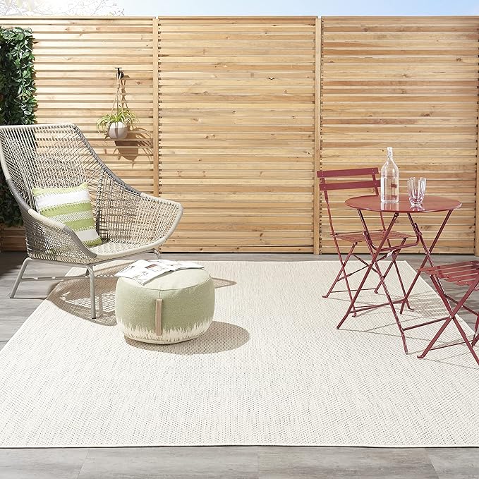 Nourison Home Courtyard Ivory Silver 7' x 10' Area Rug - Easy Clean, Non Shedding, Bed Room, Living Room, Dining Room, Kitchen (7' x 10')