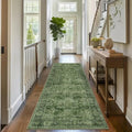 2x8 Runner Rug Green Vintage Washable Runner Rugs for Hallway Kitchen Low Pile Non-Slip Retro Distressed Accent Throw Carpet for Entryway Bathroom Bedroom Green
