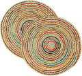 REDEARTH · Jute Cotton Chindi Area Rug - 3' Round Rug, Handwoven, Non-Shedding, Soft & Durable – Multi Tones for Home Décor in Living Room, Dining Room, Bedroom, Set of 2