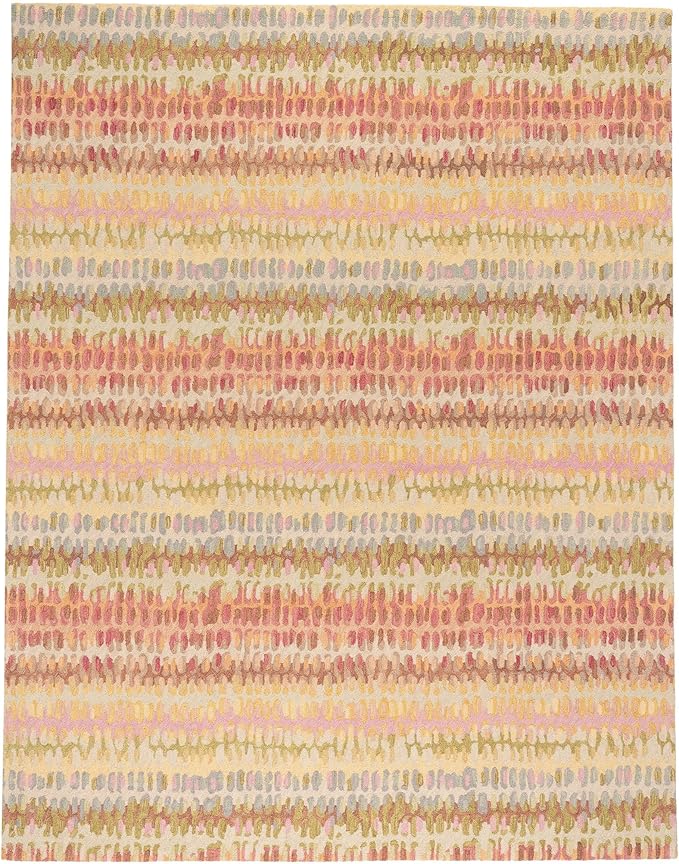 Dash and Albert Paint Chip Wool Area Rug - 6' x 9' Pastel Graphic Hand Micro Hooked Accent Rug - Durable, High Traffic Areas Hallway, Living Room, Stairs