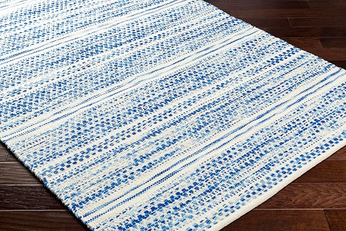 Mark&Day Wool Rugs, 8x10 Marie Global Dark Blue Area Rug, Blue Beige Carpet for Living Room, Bedroom or Kitchen (8' x 10')