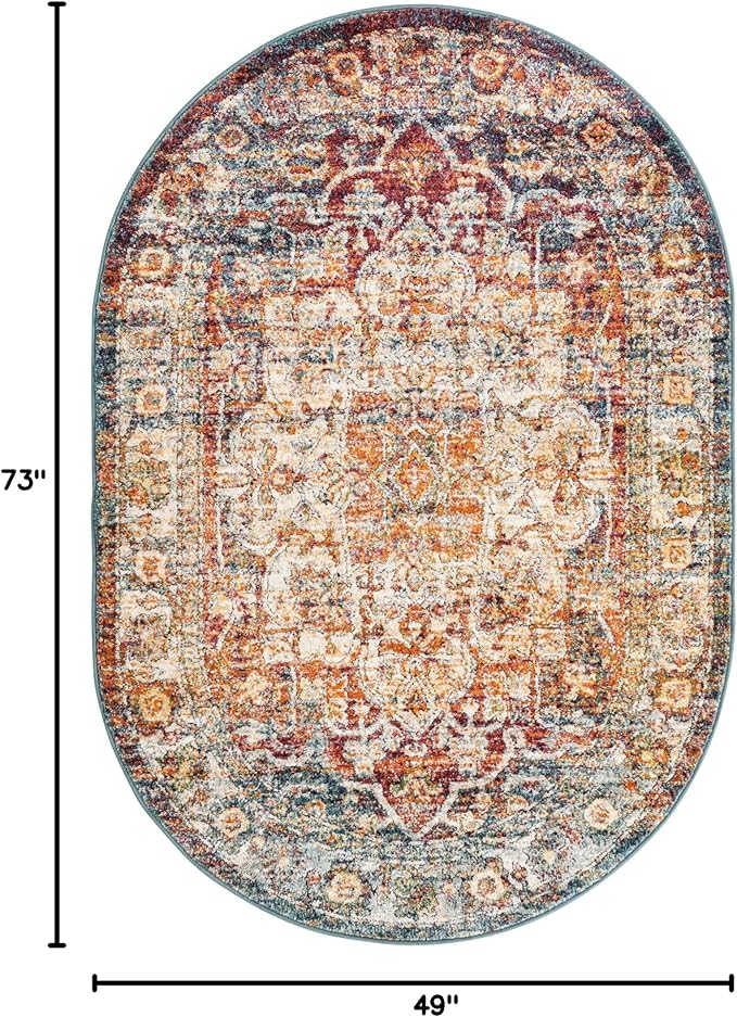 Unique Loom Isabella Collection Area Rug - Adjani (4' 1" x 6' 1" Oval, Multi/ Beige)
