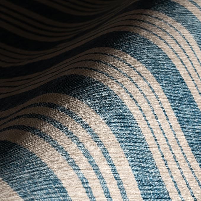 Dash & Albert Talos Blue Machine Washable Rug, 8.5 X 11.5 Feet, Blue/Ivory Stripe Pattern