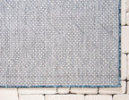 Unique Loom Outdoor Trellis Collection Area Rug - Tribal Trellis (6' 1" Square, Blue/ Ivory)