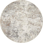 8ft Round Area Rug Living Room Rugs - 8x8 Washable Neutral Modern Abstract Soft Thin Rug Indoor Floor No Slip Rug Carpet for Bedroom Under Dining Table Home Office Decor - Brown Grey