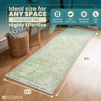 Istana Hallway Runner Rug 2.5x8 - Light Green Kitchen Rugs Non Slip Washable -Silk's Soft Touch Carpet Runner - Stylish Rugs for Home