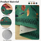 Vintage Medallion Floral 4x6 Rug, Machine Washable Non-Slip Area Rug, Low Pile Soft Carpet for Entry, Living Room, Office, Kids, Girl/Boys Room | Green
