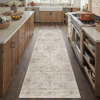 HUGEAR Washable Hallway 2x8 Runner Rugs Retro Beige Vintage Distressed Non Slip Stain Resistant Low Pile Neutral Throw Carpet for Bedside Kitchen Entryway Home Decor