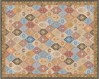 Phantoscope Washable Area Rug 8'x10' Non-Slip, Vintage Boho Rugs for Living Room, Bedroom, Dining Room, Distressed Moroccan Mosaic Diamond Pattern, Low-Pile Foldable Floor Carpet, Terracotta/Rust