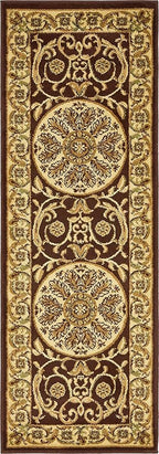 Unique Loom Versailles Collection Traditional Classic Medallion Floral Motif Area Rug (2' 2 x 6' 0 Runner, Brown/ Ivory)