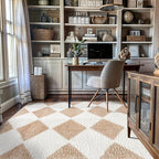 Rugshop Diamond Wave Shag Area Rug Beige 5' x 7' Great for Bedrooms, Living Rooms, or Under Coffee Tables
