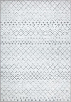 Bloom Rugs Washable Non-Slip 8' x 10' Rug - Ivory/Gray Traditional Moroccan Area Rug for Living Room, Bedroom, Dining Room, and Kitchen - Exact Size: 8' x 10'