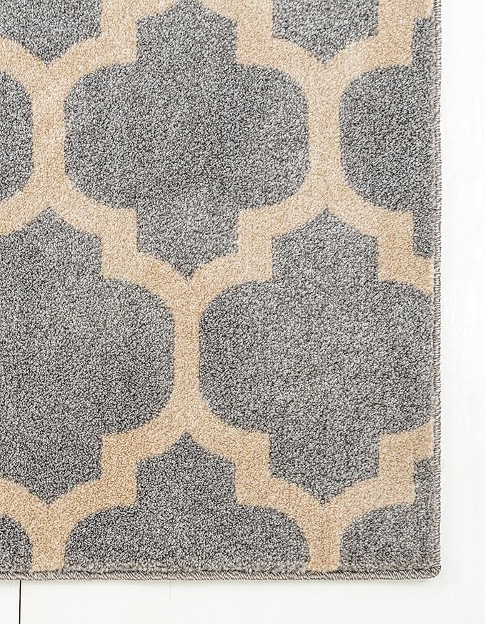 Rugs.com Lattice Collection Rug – 7' x 10' Light Gray Medium Rug Perfect for Bedrooms, Dining Rooms, Living Rooms