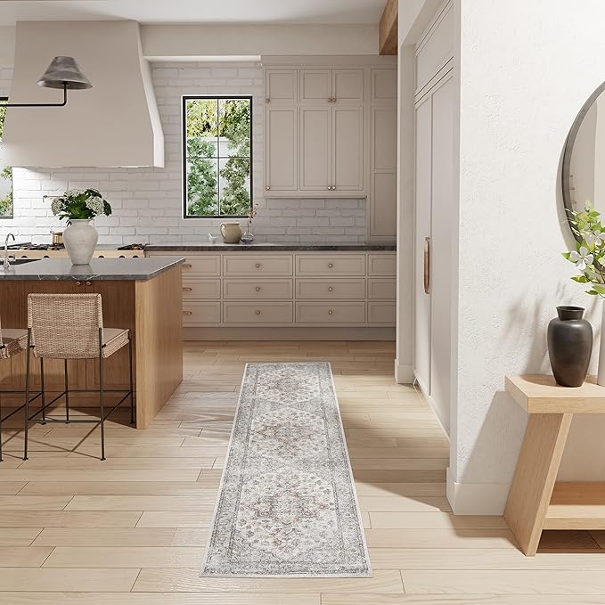 Nourison Home Astra Machine Washable Grey Multicolor 2'2" x 10' Area Rug - Easy Clean, Non Shedding, Bed Room, Living Room, Dining Room, Kitchen (10' Runner)