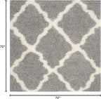 SAFAVIEH Dallas Shag Collection Area Rug - 6' Square, Grey & Ivory, Trellis Design, Non-Shedding & Easy Care, 1.5-inch Thick Ideal for High Traffic Areas in Living Room, Bedroom (SGD257G)