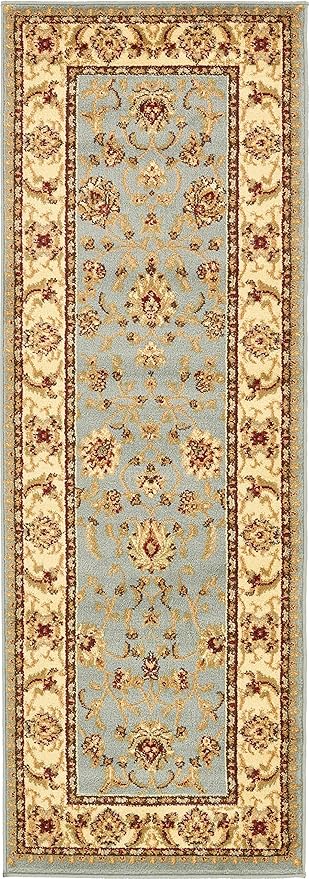 Unique Loom Voyage Collection Traditional Oriental Classic Intricate Design Area Rug (2' 2 x 6' 0 Runner, Light Blue/Gold)