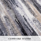Modern Abstract 6x9 Machine Washable Living Room Rug Non-Slip Soft Bedroom Area Rug Grey Black Multi Ultra Thin Print Faux Wool Floor Carpet Throw Rugs for Nursery Playroom Dining Room Indoor