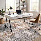Area Rug Living Room Rugs - 10x14 Washable Large Soft Indoor Neutral Modern Abstract Low Pile Rug Carpet for Bedroom Dining Room Farmhouse Home Office - Grey Brown